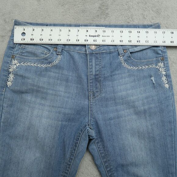 VGS Jeans Women's 10 Blue Mid-Rise Roll Up Skinny Denim 26" Inseam Distressed - Picture 14 of 15